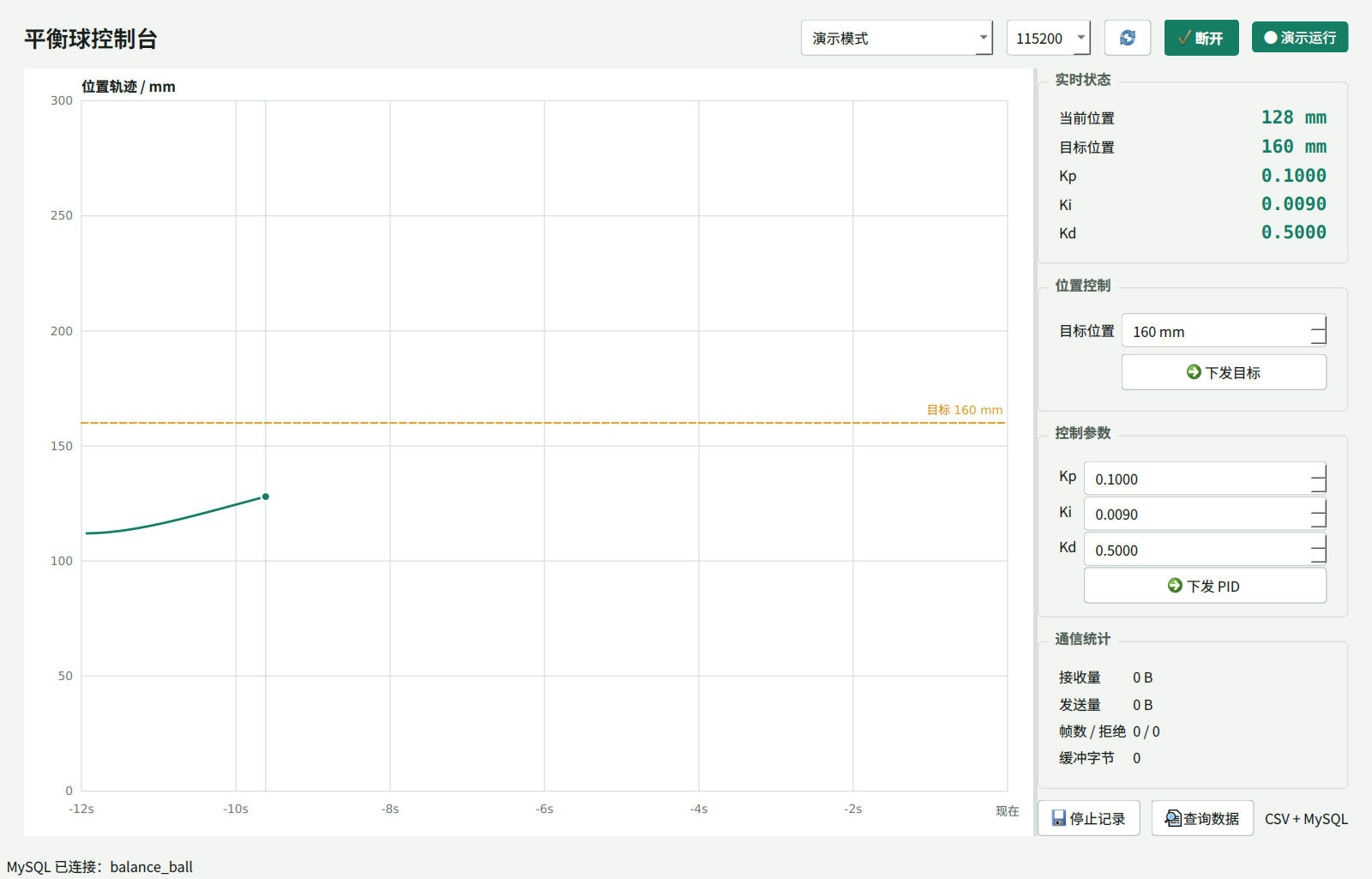 平衡球 Linux Qt 上位机界面